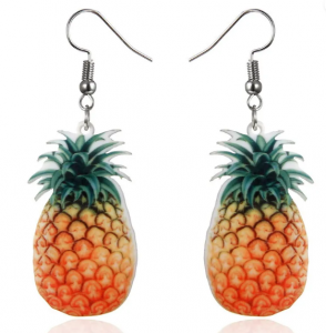 Golden earrings silk flowers