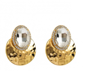 Golden earrings silk flowers