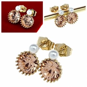 gold plated earrings with exclusive cubic zirconia