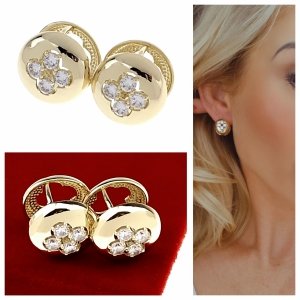 gold plated earrings with exclusive cubic zirconia