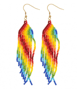 Golden earrings silk flowers