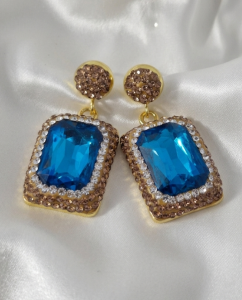 3045 Kolczyki złote biżuteria królewska pozłacane 14k wiszące