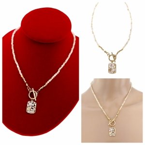 2900 Złoty łańcuszek cytryn kamień naturalny 45cm stal chirurgiczna nierdzewna naszyjnik