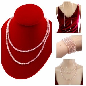 3965 Naszyjnik błyszczący bransoletka szklane kryształki na gumce jubilerskiej 100cm łańcuszek 