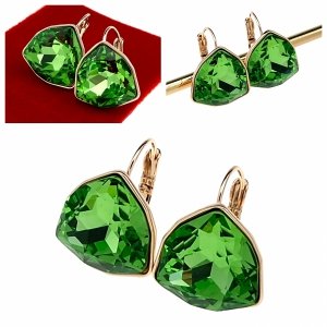 879a Kolczyki złote Austrian Crystal cyrkonia pozłacane 18k Xuping wiszące 