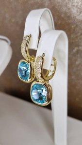 3726g Kolczyki złote pozłacane Austrian Crystal wiszące 14K cyrkonie Xuping 