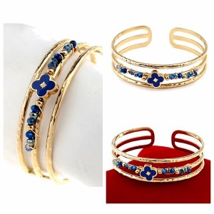 510c Bransoletka złota elegancka 5,5cm pozłacana 14k bangla Acero