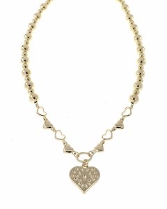 1570c  Złoty łańcuszek naszyjnik 42+5cm pozłacany 14k serce