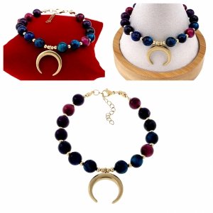 1940j Bransoletka kamienie naturalne tygrysie oko 18+4cm stal chirurgiczna