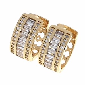 3156 Kolczyki złote pozłacane wiszące 14K cyrkonie Viki Lady 