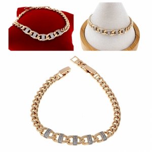 2988 Bransoletka cyrkonie złota 20cm pozłacana 18k Xuping