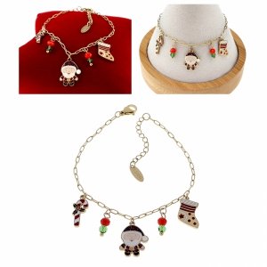 1011 Bransoletka złota świąteczna 17+3cm stal chirurgiczna święta Boże Narodzenie prezent