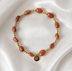 078i Bransoletka kamień naturalny piasek pustyni na gumce jubilerskiej