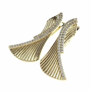 sz154 Kolczyki złote pozłacane 14k wiszące 