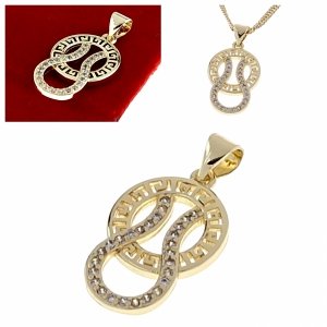 1618 Złota zawieszka cyrkonie błyszcząca pozłacana 14k 