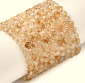 933g Naturalny cytryn fasetowany, okrągłe, 4 mm, otwór: 0,7 mm, około 88 szt./pasmo, 14,96'' (38 cm)