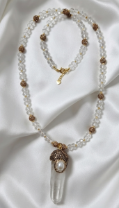 0151 Naszyjnik zloty kamień naturalny 70+5cm 14k pozłacany