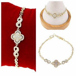 4000 Bransoletka złota elegancka cyrkonie 20cm pozłacana 14k Aisadi