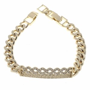 2973 Bransoletka elegancka złota 17+2cm pozłacana 14k wzór grecki 