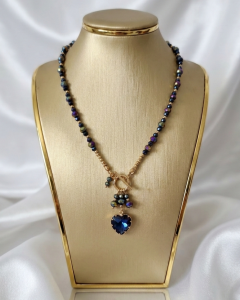 1916b Naszyjnik kryształki 42cm stal chirurgiczna nierdzewna 