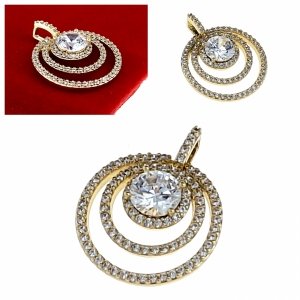 2395 Złota zawieszka cyrkonie błyszcząca pozłacana 14k Xuping 