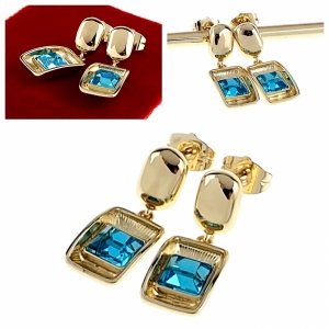 762e Kolczyki złote pozłacane cyrkonie wiszące 14K Xuping Austrian Crystal