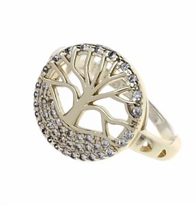 1681 Pierścionek złoty pozłacany 14k cyrkonie 