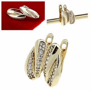 59E Kolczyki złote pozłacane cyrkonie wiszące 14K Xuping 