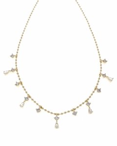 3274 Złoty łańcuszek naszyjnik 40+5cm pozłacany 14k cyrkonie