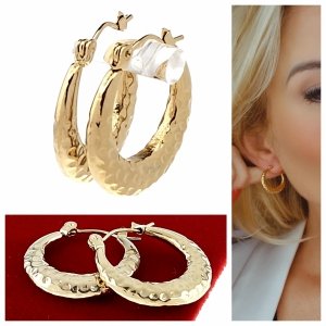 1916g Kolczyki złote stal chirurgiczna 316L nierdzewna  2,2cm koła wiszące