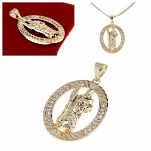 1925h Złota zawieszka błyszcząca pozłacana 14k medalik