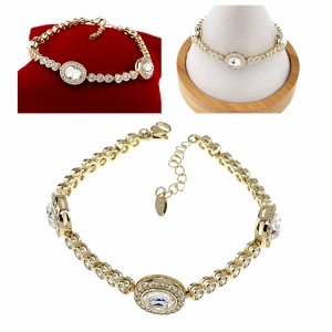 651 Bransoletka elegancka Austrian Crystal złota cyrkonie 17+3 pozłacana 14k Xuping 