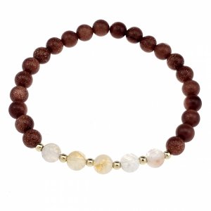 1800j Bransoletka naturalny kamień piasek pustyni cytryn na gumce jubilerskiej