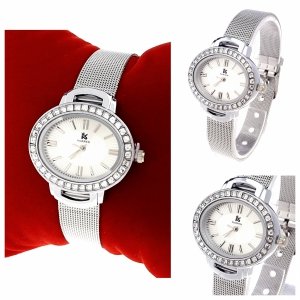3068 Zegarek damski srebrny stal chirurgiczna Kurren elegancki klasyk