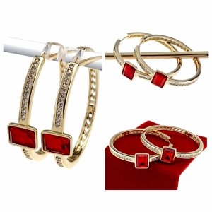 1425 Kolczyki złote pozłacane Austrian Crystal wiszące 14K cyrkonie Xuping 