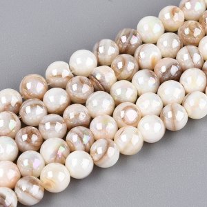 sz230 Koraliki naturalna muszla słodkowodna, kolor AB okrągłe 3mm sznur 38cm