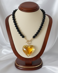 1934i Naszyjnik turmalin kamień naturalny 43cm stal chirurgiczna nierdzewna naszyjnik