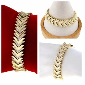 3866 Bransoletka złota elegancka cyrkonie 20cm pozłacana 14k Aisadi
