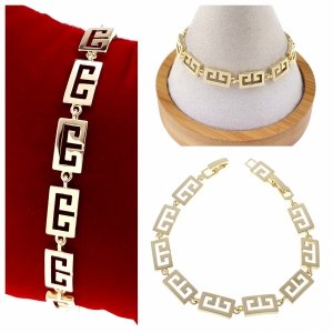 2340 Bransoletka elegancka złota 17+2cm pozłacana 14k wzór grecki