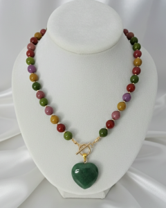 1145c Naszyjnik agat kamień naturalny 50cm stal chirurgiczna nierdzewna naszyjnik