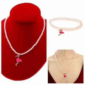 1300 Naszyjnik błyszczący szklane kryształki na gumce jubilerskiej łańcuszek flaming