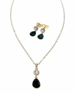2223 Złoty komplet kolczyki łańcuszek 40+5 pozłacany 14k Swaro Austrian Crystal