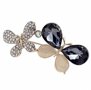 1917e Elegancka broszka przypinka złota cyrkonia motyl