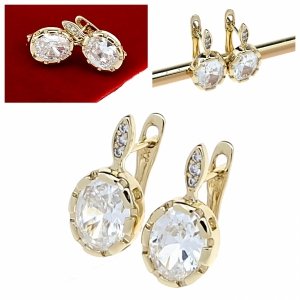 3179 Kolczyki złote pozłacane wiszące 14K Xuping cyrkonie 