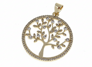 2333 Złota zawieszka błyszcząca pozłacana 14k drzewko szczęścia