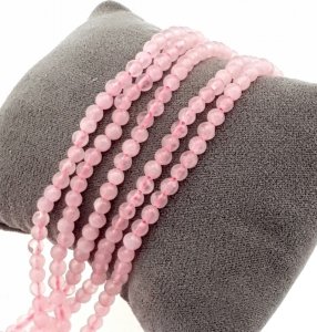 177a Kwarc różowy kamień naturalny kula 4mm pasmo 37cm