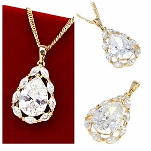 2540 Złota zawieszka cyrkonie błyszcząca pozłacana 14k Xuping łezka