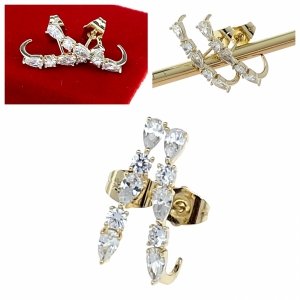 353 Kolczyki złote pozłacane cyrkonie wiszące 14K Xuping 