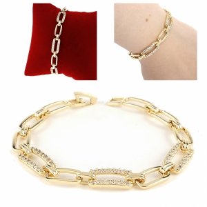 3260 Bransoletka złota elegancka 18cm cyrkonie pozłacana 14k Viki Lady