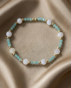 3730c Bransoletka kamień naturalny mix kamieni na gumce jubilerskiej